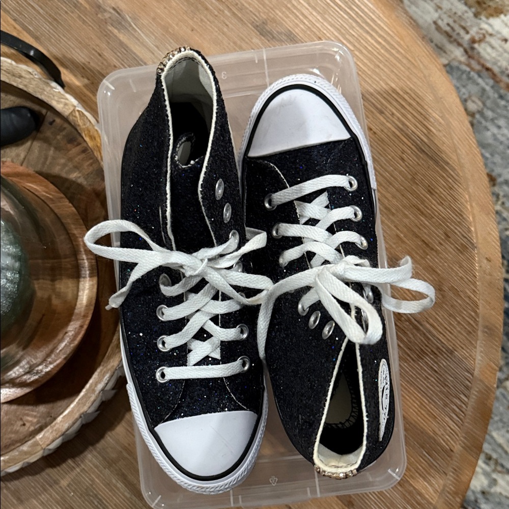 Converse Women’s Glittery Black High-Tops - Picture 3 of 8